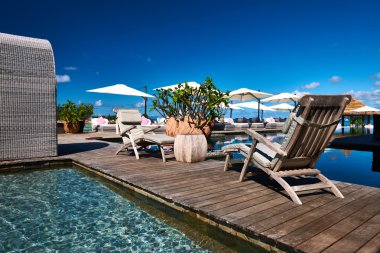 Luxury poolside jetty clipart