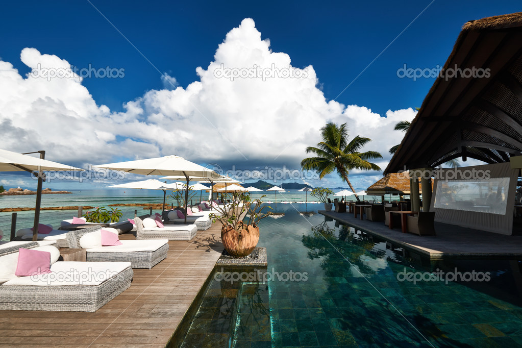 Luxury poolside jetty