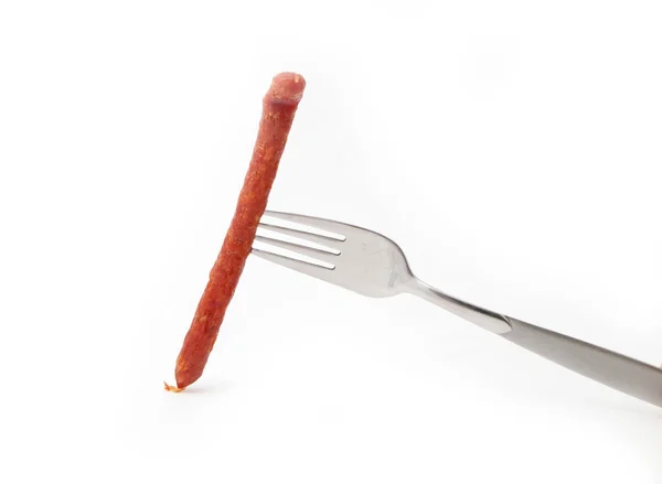 Worst op een vork — Stockfoto