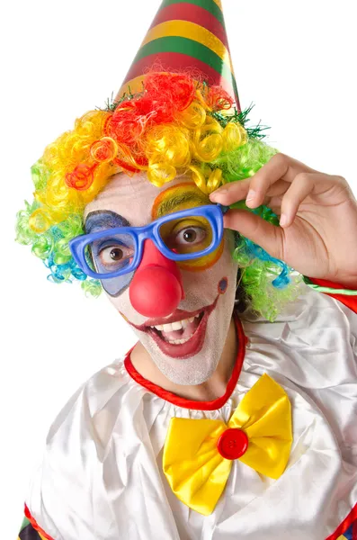 Rolig clown på vita — Stockfoto