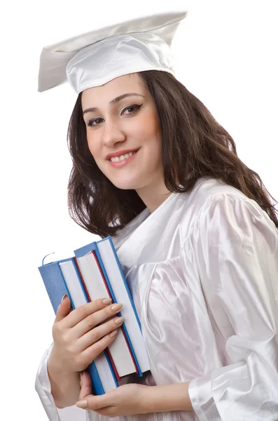 Feliz graduado sobre fondo blanco — Foto de Stock