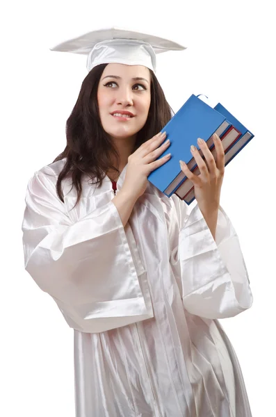 Feliz graduado sobre fondo blanco — Foto de Stock