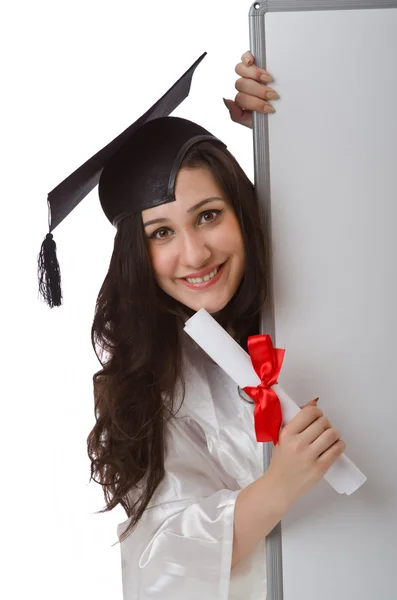 Young student with blank board — Stock Photo, Image