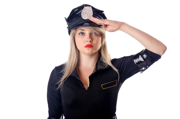 Mujer policía aislada en blanco —  Fotos de Stock
