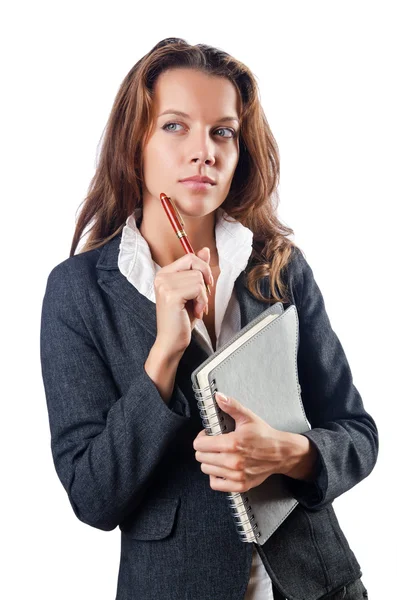 Mujer de negocios aislada en el blanco — Foto de Stock