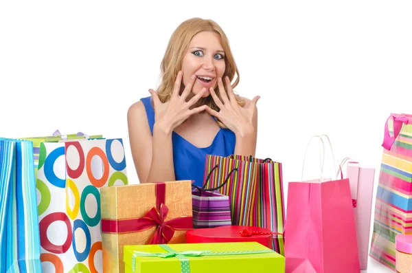 Menina atraente com sacos de compras — Fotografia de Stock