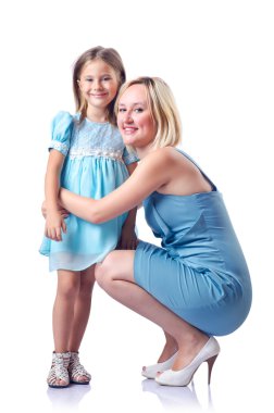 mutlu anne ve kızı beyaz