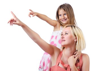 mutlu anne ve kızı beyaz