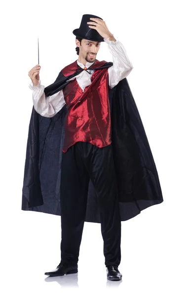 Magician isolated on the white background — Stock Photo, Image