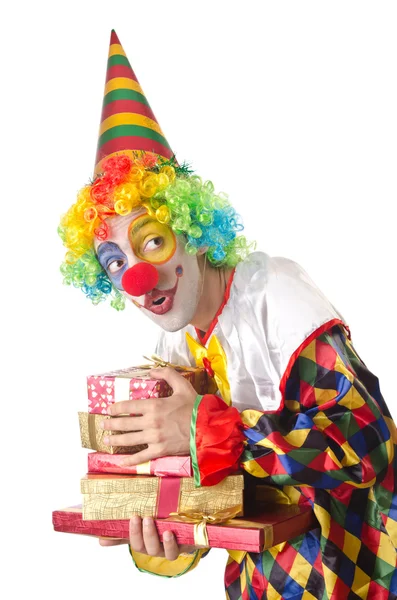 Lustiger Clown auf dem weißen — Stockfoto