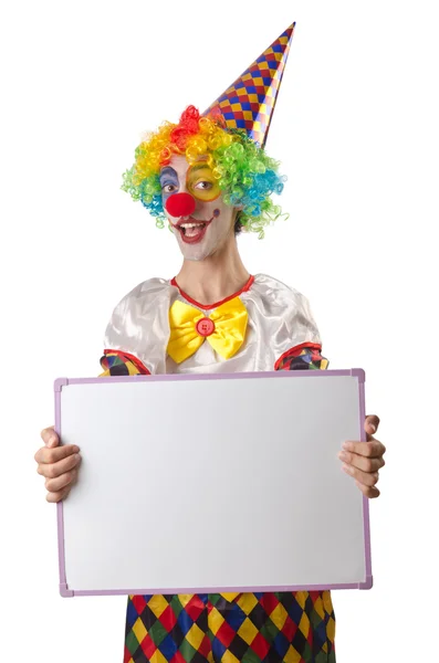 Grappige clown op de witte — Stockfoto