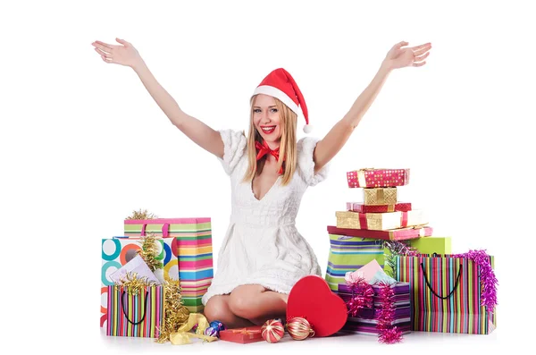 Jovem mulher no conceito de compras de Natal — Fotografia de Stock