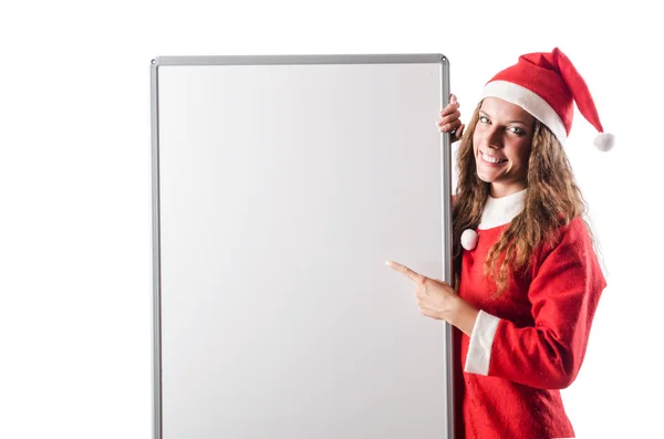 Vrouw santa claus op wit — Stockfoto