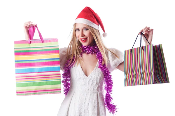 Young woman in christmas shopping concept Stock Image