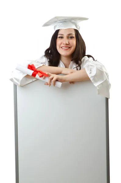 Jeune étudiant avec tableau blanc — Photo