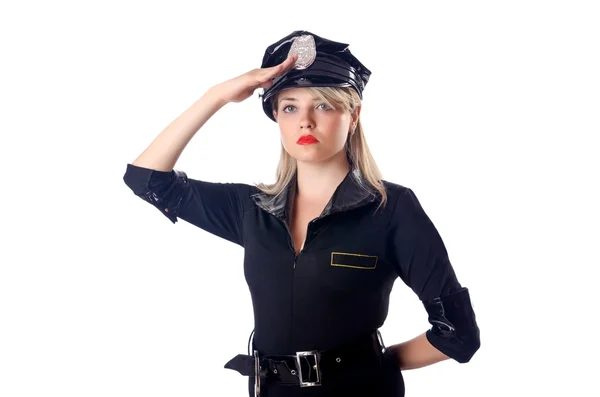 Vrouw politie geïsoleerd op wit — Stockfoto