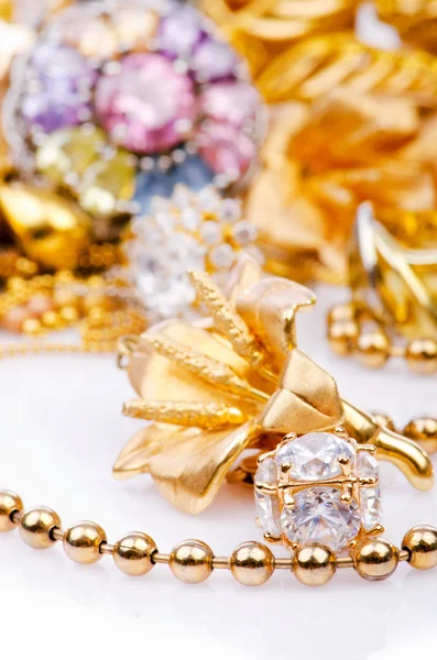 Große Sammlung von Goldschmuck — Stockfoto