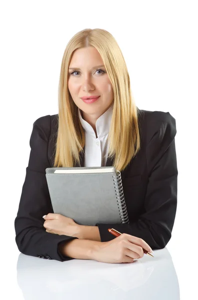 Geschäftsfrau sitzt am Schreibtisch — Stockfoto