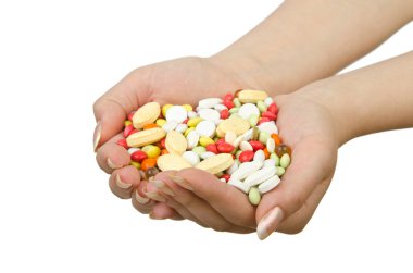 hapları üzerinde beyaz holding eller