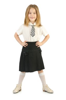 küçük kız whie izole