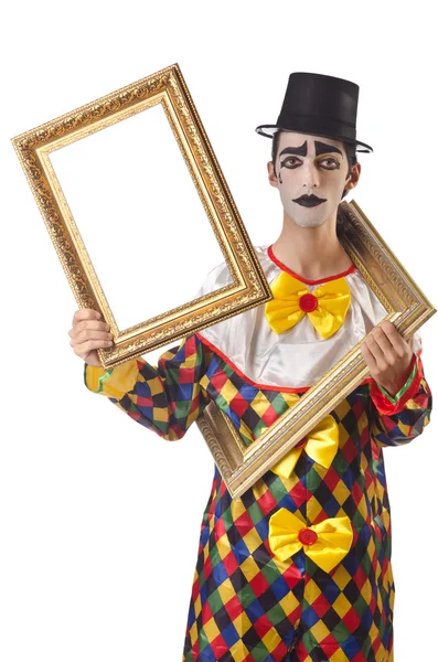 Trauriger Clown auf dem Weißen — Stockfoto