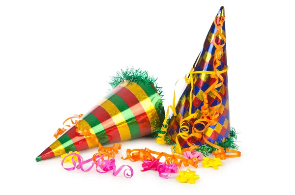 Hüte Luftschlangen und andere Sachen für Party — Stockfoto