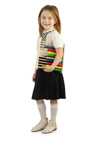 Abacus fehér lány — Stock Fotó