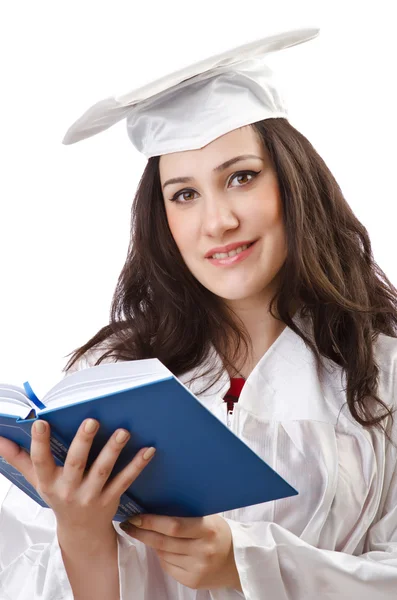 Feliz graduado sobre fondo blanco — Foto de Stock