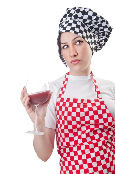 Mujer cocinero aislado en el blanco — Foto de Stock