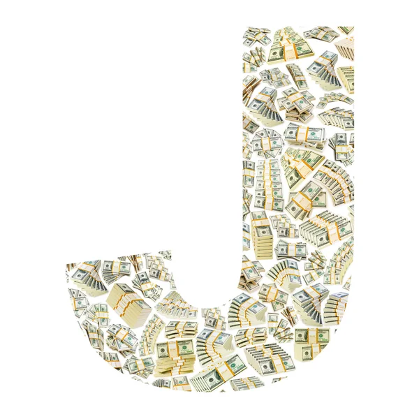 Letter made from dollar stacks — Stock Photo, Image
