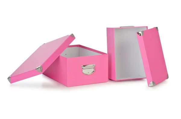 Roze giftboxes geïsoleerd op wit — Stockfoto