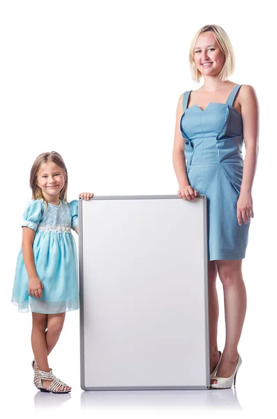 Щаслива мама і дочка на білому — стокове фото