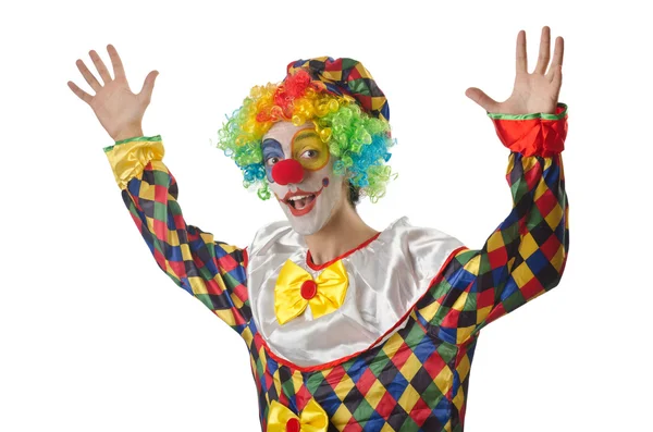 Rolig clown på vita — Stockfoto