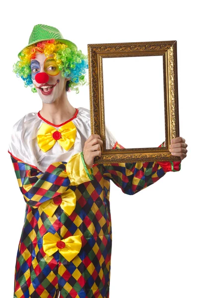 Grappige clown op de witte — Stockfoto