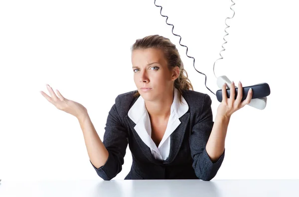 Operadora de helpdesk feminina em branco — Fotografia de Stock