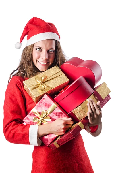 Young woman in christmas shopping concept — Stock Photo, Image