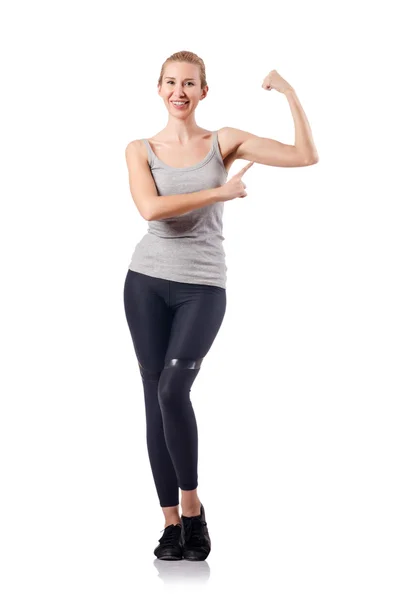 Mujer haciendo deportes en blanco — Foto de Stock