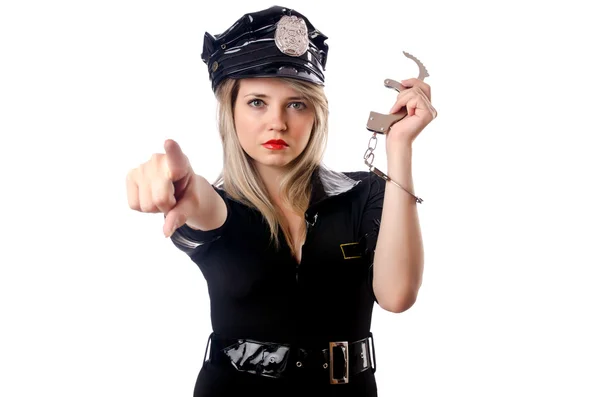 Woman police isolated on white — Stock Photo, Image