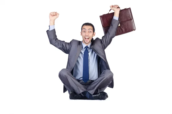 Man with briefcase on white — Stock Photo, Image