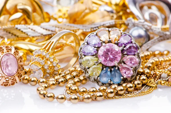 Large collection of gold jewellery — Stock Photo, Image