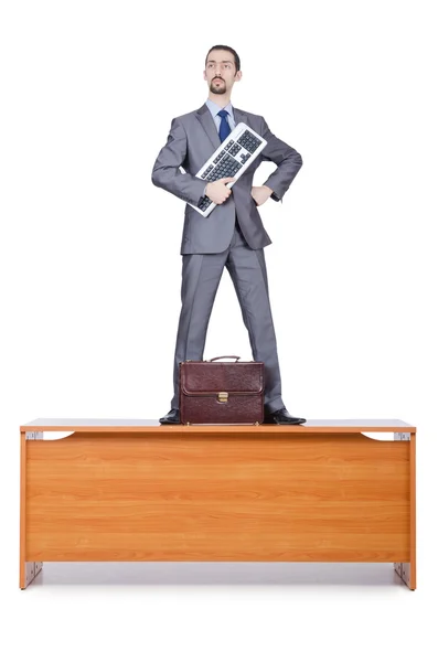 Homme sur le bureau isolé blanc — Photo