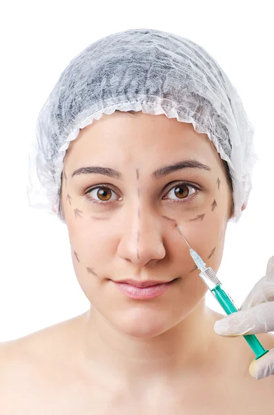 Vrouw onder de plastische chirurgie — Stockfoto