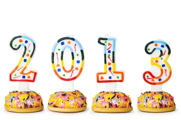 2013 gemaakt met taart kaarsen — Stockfoto