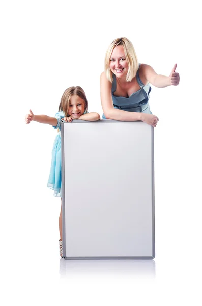 Feliz mamá y su hija en blanco — Foto de Stock