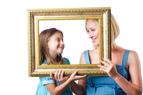 Boldog anya és lánya, fehér — Stock Fotó