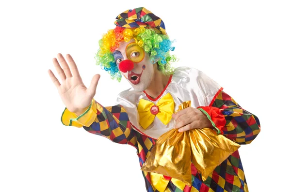 Funny clown on the white — Stock Photo, Image