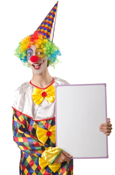 Grappige clown op de witte — Stockfoto