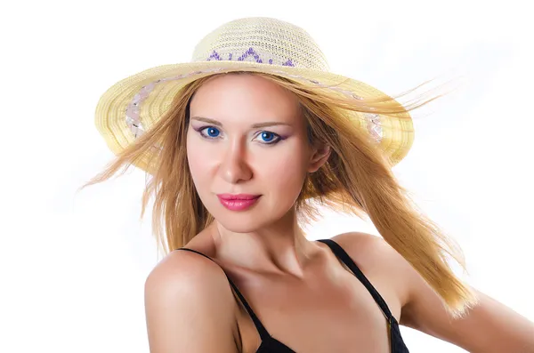 Mujer joven preparándose para vacaciones en la playa — Foto de Stock