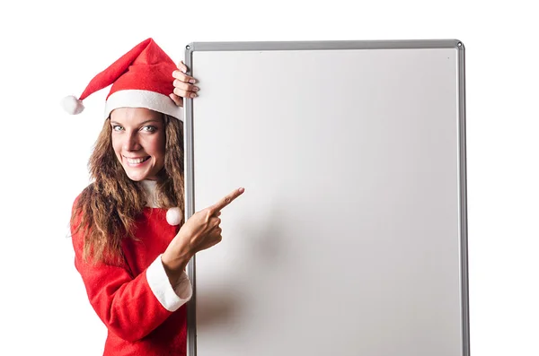 Mujer santa claus en blanco — Foto de Stock