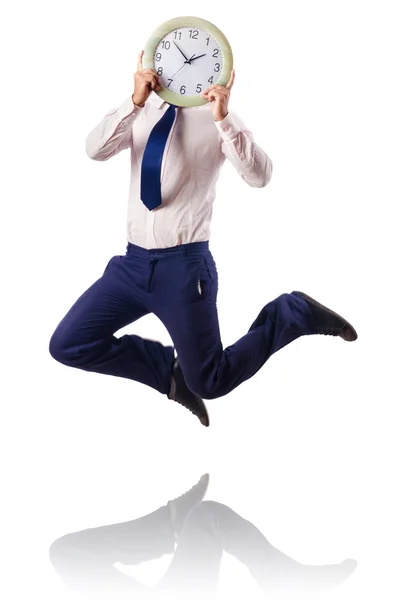 Businessman jumping on white — Stock Photo, Image